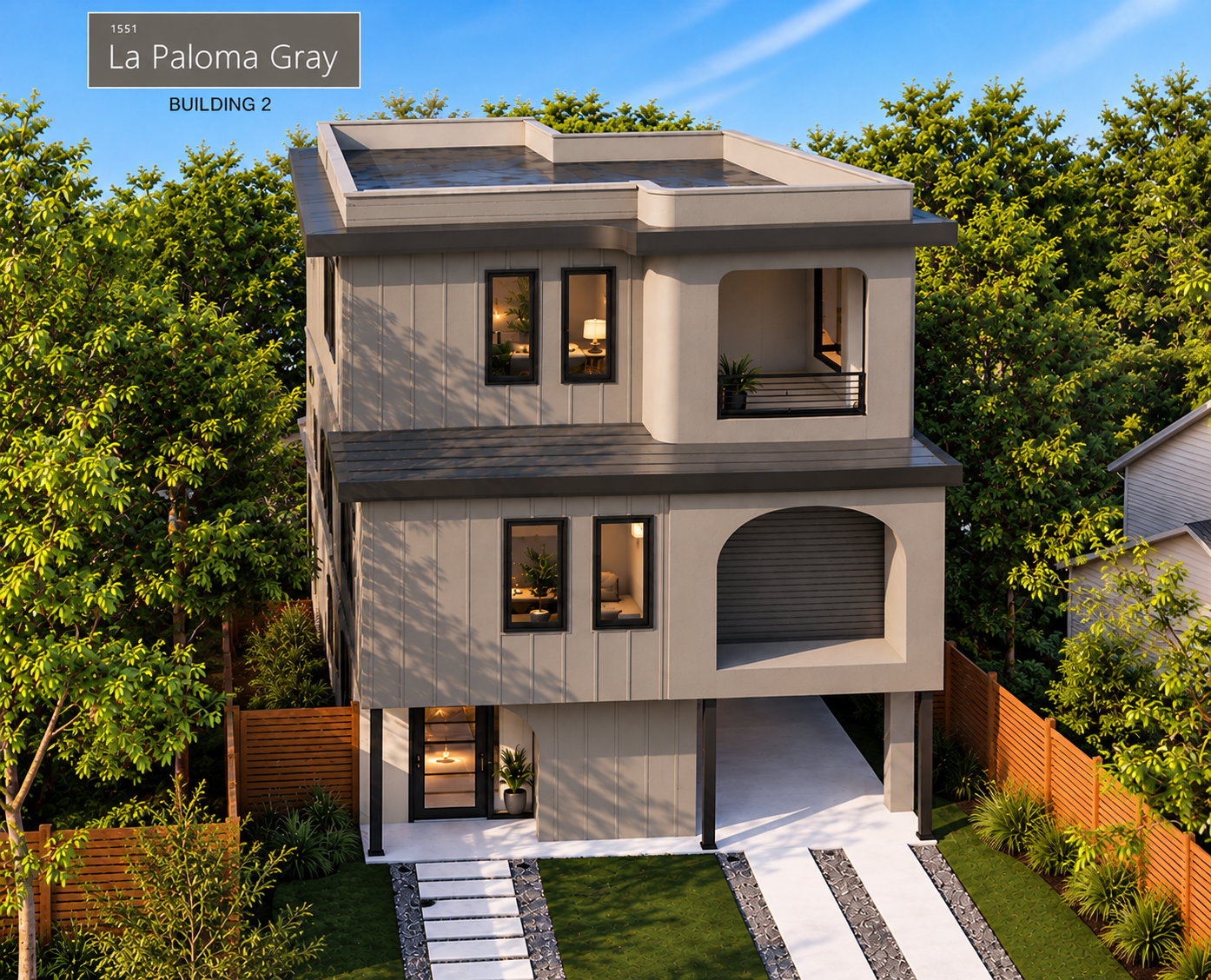Design rendering of the neighboring Ruth Avenue home front elevation in Austin, TX